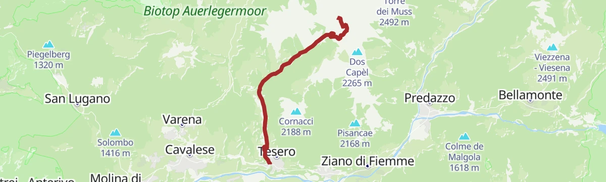 Route map: Passo Pampeago